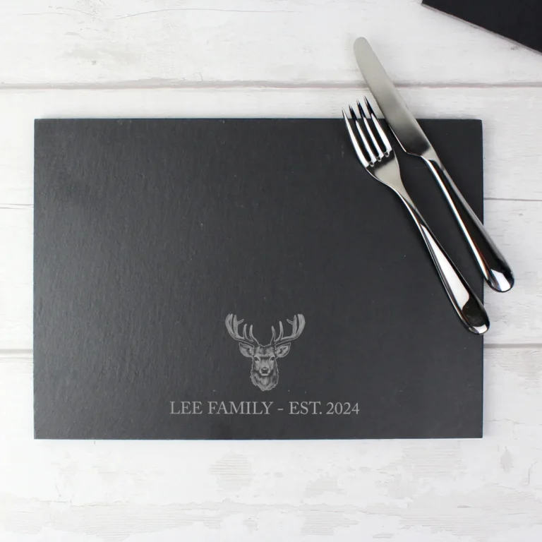 P0105B22 Personalised Stag Motif Slate Placemat