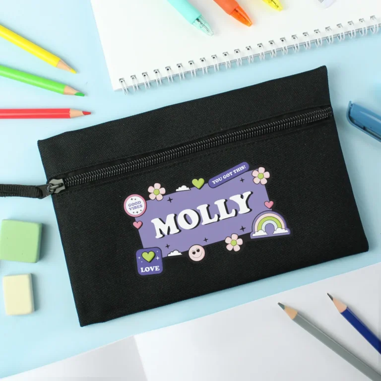 P0710L20 Personalised 'Good Vibes' Black Pencil Case