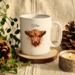 P0805H96 Personalised Highland Cow Motif White Ceramic Mug - For Young Male 2