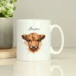 P0805H96 Personalised Highland Cow Motif White Ceramic Mug - For Young Male 3