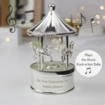 P0102Z94 Personalised Silver Finish Musical Carousel Ornament