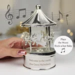 P0102Z94 Personalised Silver Finish Musical Carousel Ornament 2