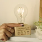 P0107I90 Personalised New Home Design Wooden Base Light Bulb 2