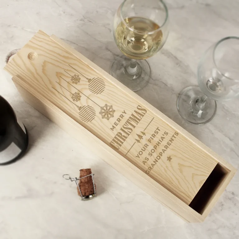 P0111E68 Personalised 'Merry Christmas' Wooden Wine Storage Box