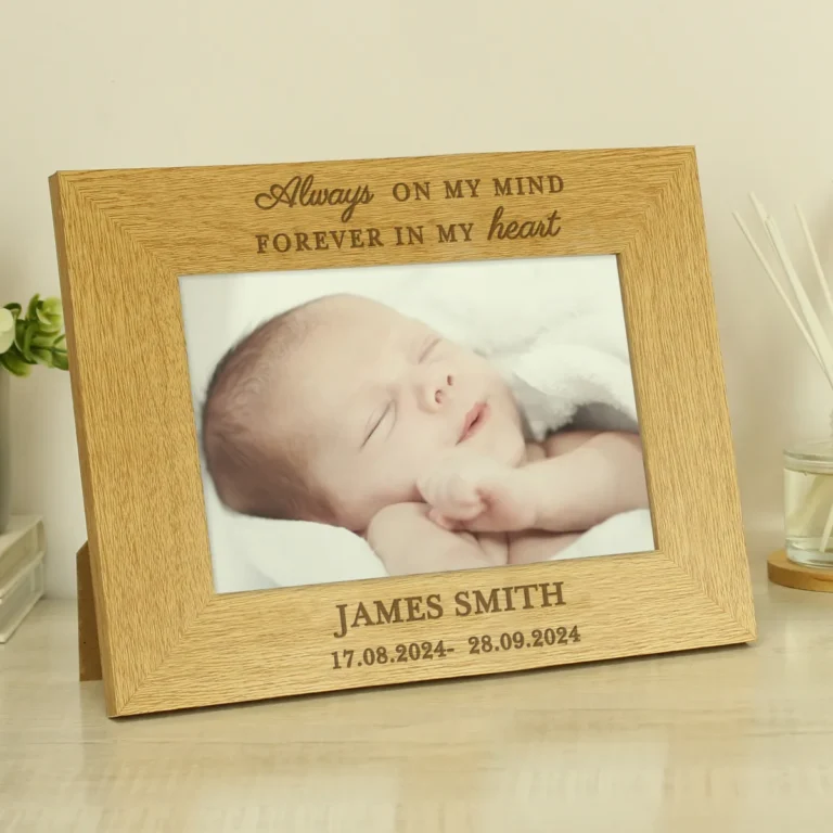 P0111F66 Personalised 'Always On My Mind, Forever In My Heart' Memorial 6x4 Landscape Wooden Photo Frame