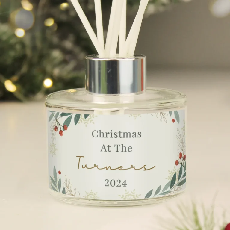 P0512AF43 Personalised Christmas Foliage Design Glass Reed Diffuser