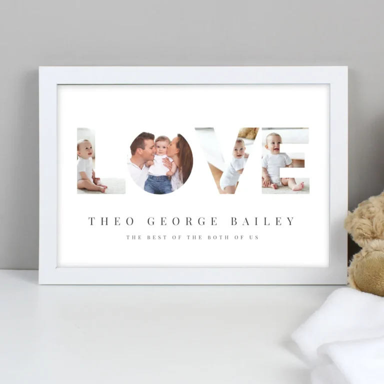 P0512AF46 Personalised 'LOVE' Photo Upload White A4 Framed Print