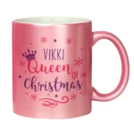 P0805O12 Personalised 'Queen of Christmas' Pink Ceramic Mug 4