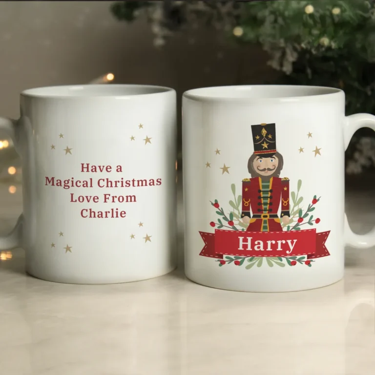 P0805O15 Personalised Christmas Nutcracker White Ceramic Mug