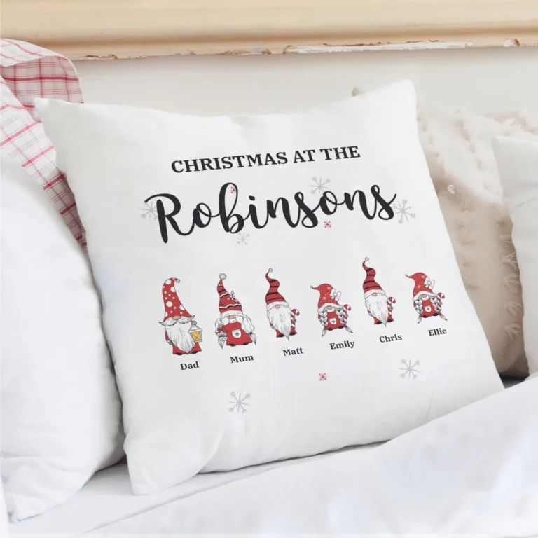 P0810A45 Personalised Gonk Family Christmas Filled Cushion