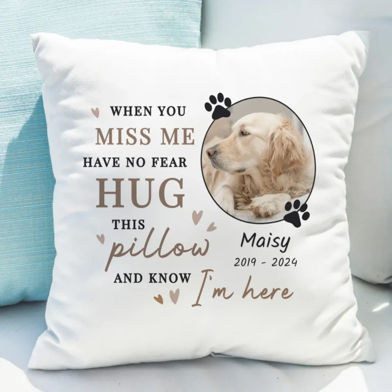 P0810A46 Personalised Pet Memorial Photo Upload Filled Cushion