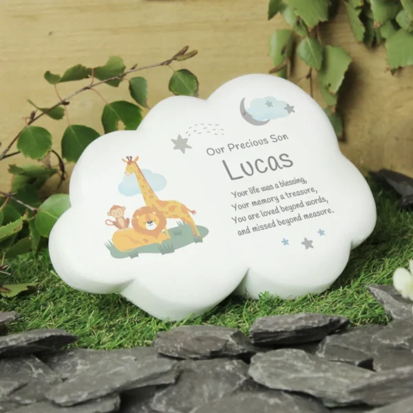 P1013A75 Personalised Animal Themed Resin Memorial Cloud Garden Graveside Ornament